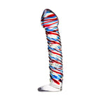 Sexus Glass Dildo Stripes with Base Blue and Red 16cm > Glass > Dildos