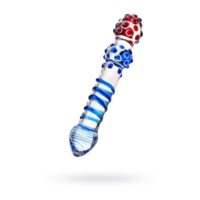 Sexus Glass Dildo in Blue and Red 20.5cm Elegant Secondary image