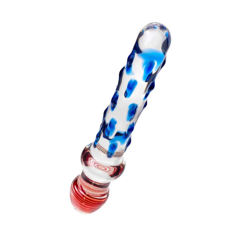 Sexus Glass Dildo (Blue Red) – 20 cm Luxury Glass Dildo DONGS Glass