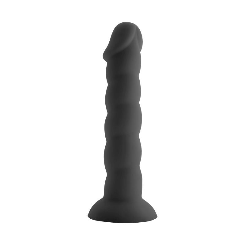Spiral Cock Black Silicone Dildo - 19cm insertable Black > Dildos > Realistic Dildos