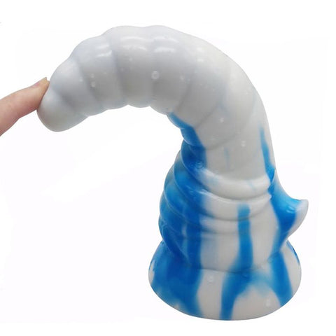 Bull Horn (Blue/White) – Silicone Anal Plug 20.7 x 5.6 cm