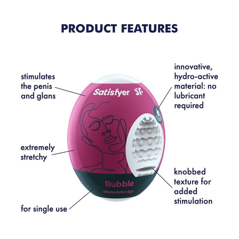 Satisfyer Masturbator Egg Bubble Compact Pleasure Device Strokers - Cup|Egg