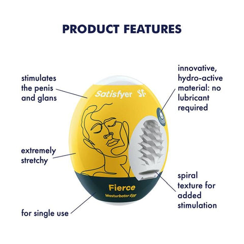 Satisfyer Masturbator Egg Fierce Compact Travel Size Strokers - Cup|Egg