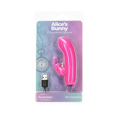 Alices Bunny Rechargeable Bullet with Rabbit Sleeve Pink VIBRATORS-RABBIT