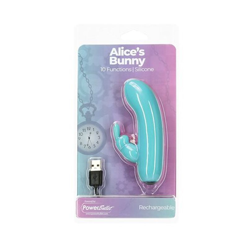 Alice's Bunny Bullet With Rabbit Sleeve Teal > Vibrators > Ladies > Rabbit