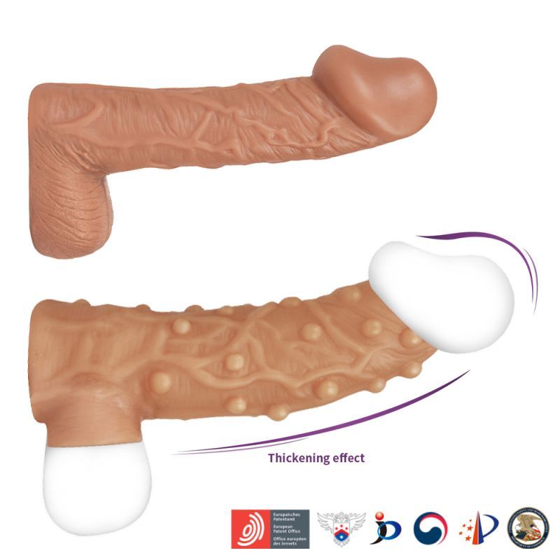Nude Sleeve 10cm Shaft Soft Silicone Girth Enhancer with Studs SLEEVES