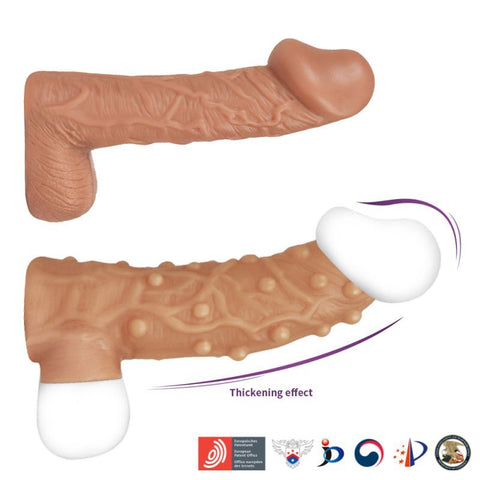 Nude Sleeve 10cm Shaft Soft Silicone Girth Enhancer with Studs SLEEVES