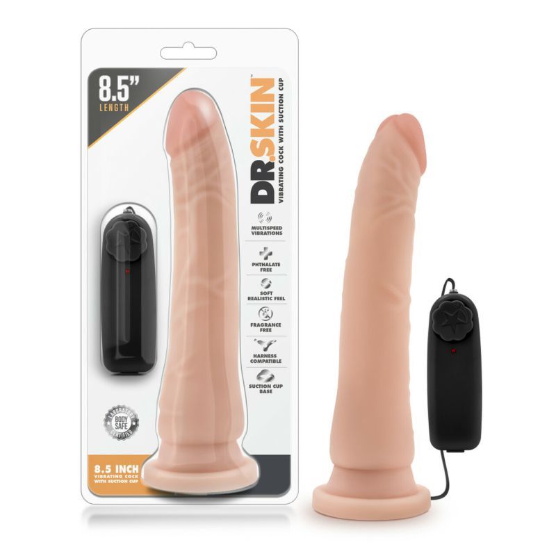 Dr. Skin 8.5 Inch Vibrating Realistic Cock (Vanilla) – Slim Vibrator With Suction Cup Beige > Vibrators > Realistic Vibrators