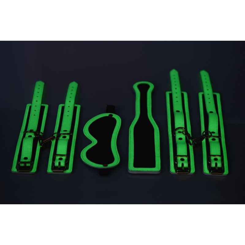 Kink In The Dark Glowing Bondage Set Fluorescent Green > Bondage Gear > Bondage Kits