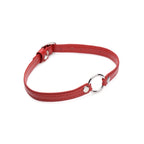 Fiery Pet Leather Choker with Silver Ring in Red > Clothes > Womens Leather