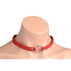 Fiery Pet Leather Choker with Silver Ring in Red > Clothes > Womens Leather