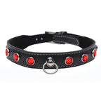 Bling Vixen Leather Choker with Red Rhinestones Red > Bondage Gear > Collars & Leashes