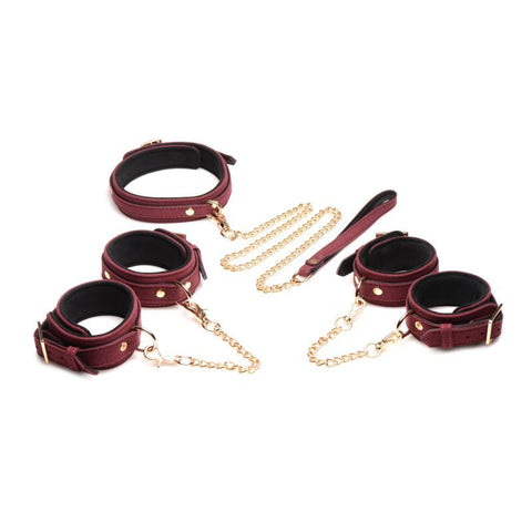 6 Pc Velvet Bondage Set Burgundy for Ultimate Pleasure > Bondage Gear > Bondage Kits