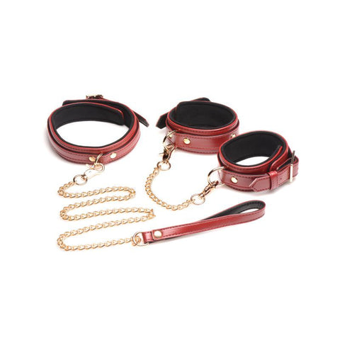 6 Pc Bondage Set Burgundy with Adjustable Cuffs > Bondage Gear > Bondage Kits