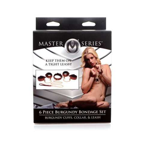 6 Pc Bondage Set Burgundy with Adjustable Cuffs > Bondage Gear > Bondage Kits