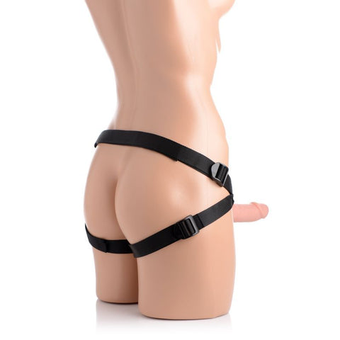 Seducer 7 Inch Silicone Dildo with Harness in Flesh Color STRAP-ONS
