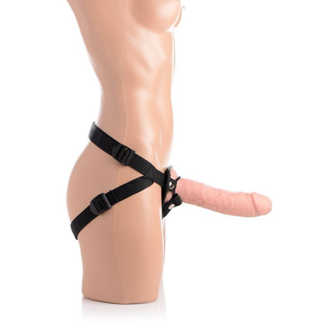 Brazen 8 Inch Silicone Dildo with Harness in Flesh Color STRAP-ONS