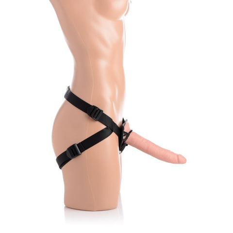Charmed 7.5 Inch Silicone Dildo with Harness in Flesh Color STRAP-ONS