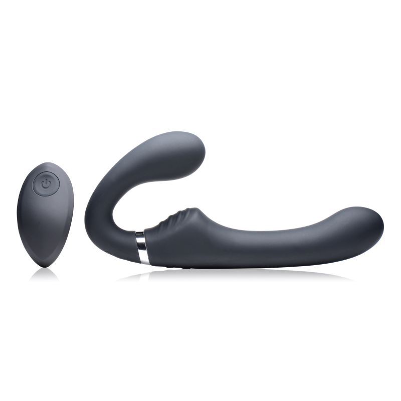 Mighty Rider 10X Strapless Strap-On Black with Remote Control > Dildos > Strapless Strap Ons