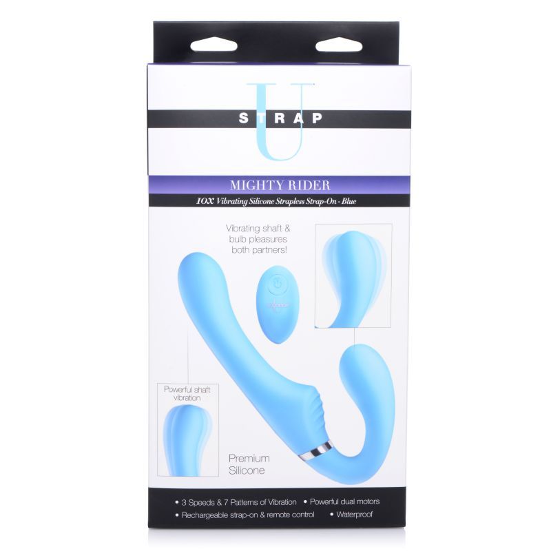 Mighty Rider 10X 8.4 Inch Strapless Strap-On Blue with Remote Control > Dildos > Strapless Strap Ons