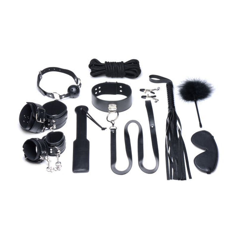 Deluxe 10 Piece Black Bondage Set for BDSM Exploration Black BONDAGE-KITS