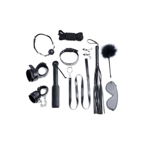 Deluxe 10 Piece Black Bondage Set for BDSM Exploration BONDAGE-KITS