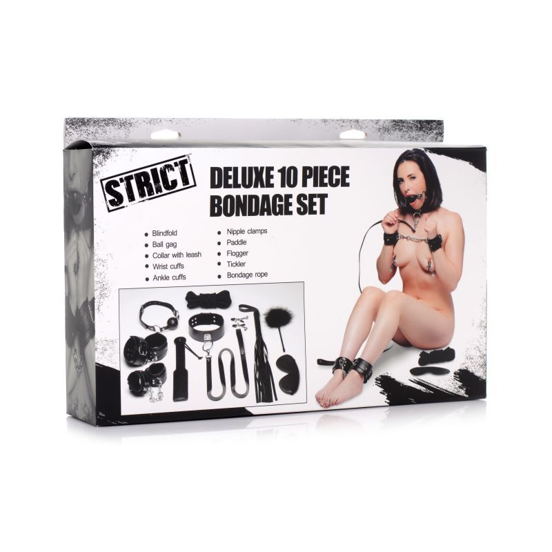 Deluxe 10 Piece Black Bondage Set for BDSM Exploration BONDAGE-KITS