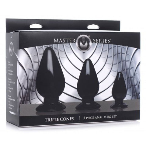 Triple Cones 3 Piece Anal Plug Set in Black > Anal Range > Butt Plug Kits