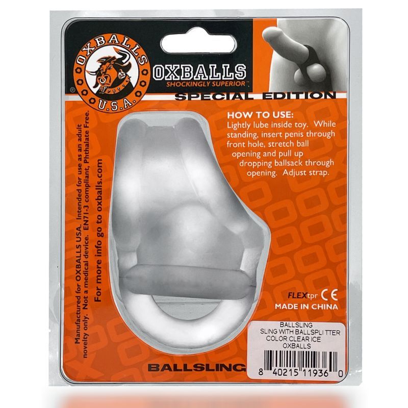 Ballsling Ball Split Sling (Clear Ice) – Limited Edition Cocksling > Cock Ring > Sling