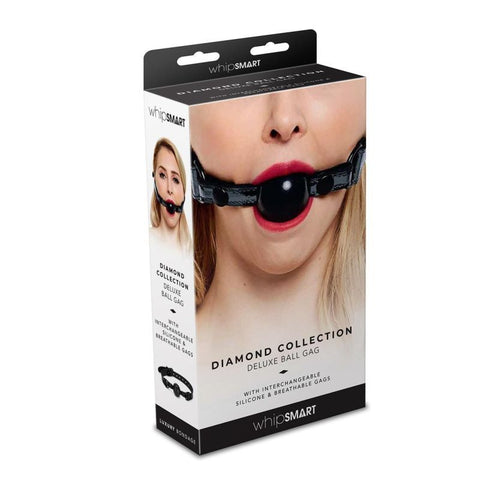 Whip Smart Diamond Deluxe Ball Gag in Black > Bondage Gear > Gags and Bits