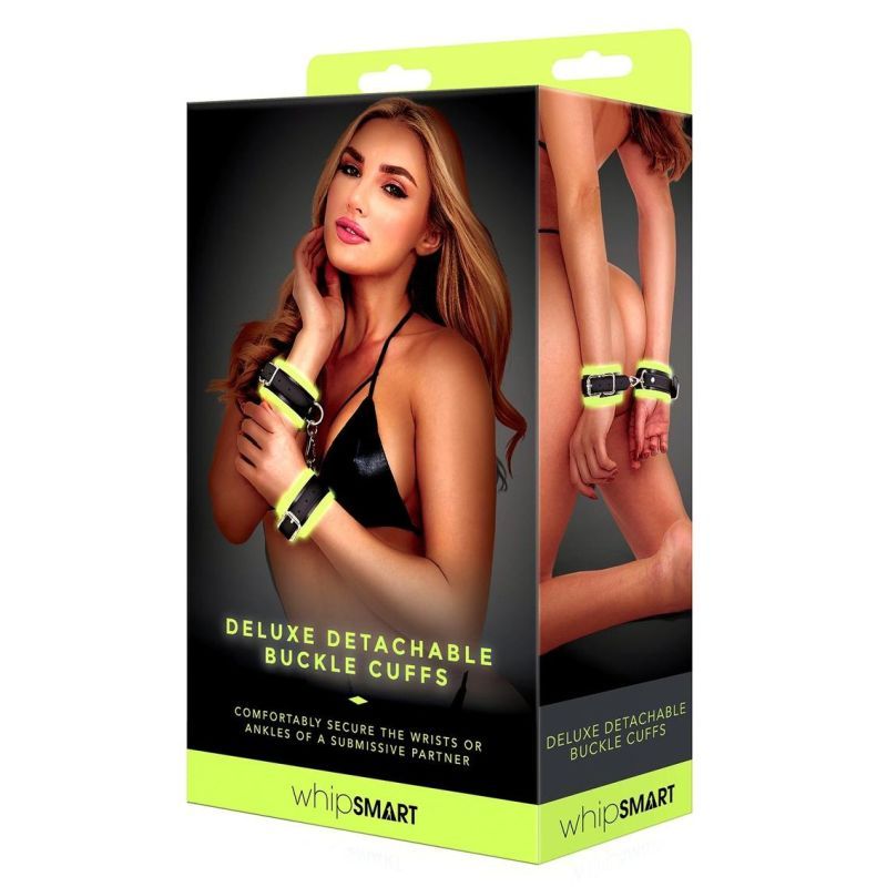 Glow In The Dark Deluxe Buckle Cuffs Black > Bondage Gear > Restraints