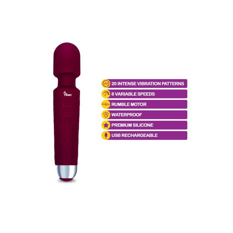 Viben Tempest Rechargeable Wand Massager in Ruby Electric Massager