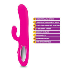 Viben Hypnotic Thrusting Rabbit Vibe w Swinging Clit Stim Hot Pink