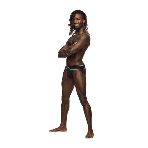 Male Power Modal Rib Jock Black Jockstraps