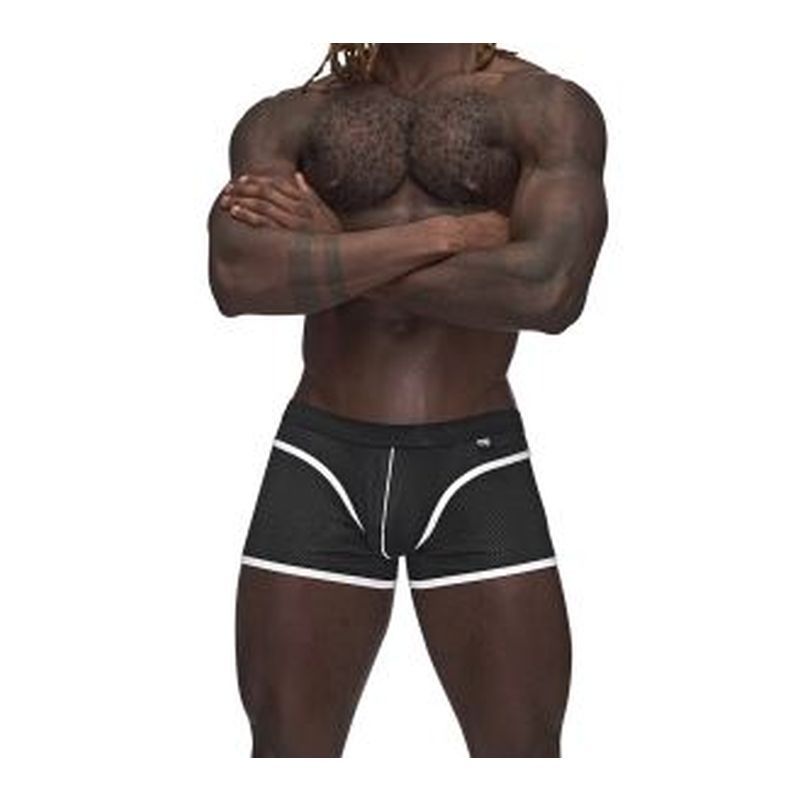 Male Power Sport Mesh Mini Shorts Black Breathable Athletic Mesh Black Extra Large Mens Apparel