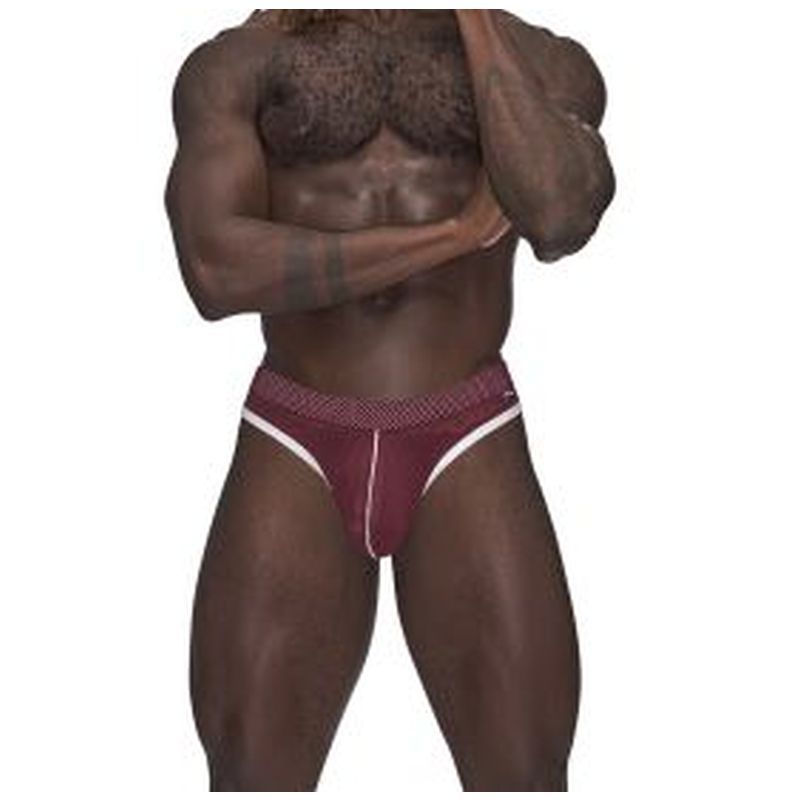 Male Power Sport Mesh Thong Burgundy for Men Mens G-Strings