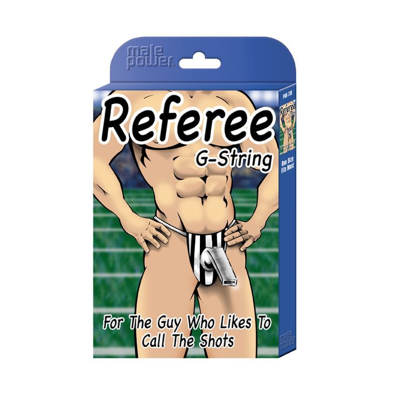 Referee Novelty G-String Black for Men by Male Power Mens G-Strings