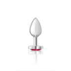 Cheeky Charms Silver Metal Butt Plug with Heart Pink Jewel Small Pink Small > Anal Range > Jewel Butt Plugs