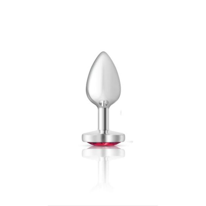 Cheeky Charms Silver Metal Butt Plug with Heart Pink Jewel Small Pink Small > Anal Range > Jewel Butt Plugs