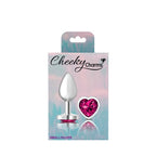 Cheeky Charms Silver Metal Butt Plug with Heart Pink Jewel Small > Anal Range > Jewel Butt Plugs