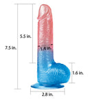 Dazzle Studs Realistic Dildo 7.5 Inch Pink and Blue > Dildos > Realistic Dildos
