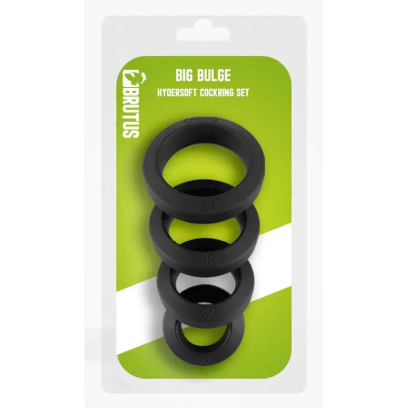 Brutus Big Bulge – Silicone Cock Ring Set of 4 with Various Inner Diameters Black > Cock Ring > Sets Main image