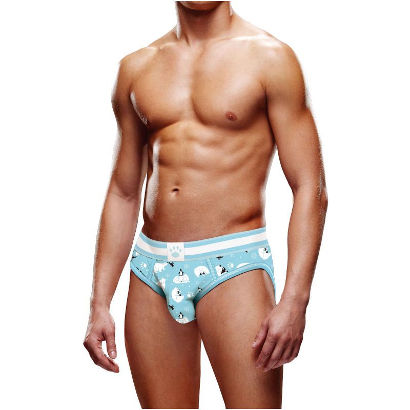 Prowler Winter Open Back Brief with Fun Polar Design Blue Small > Clothes > Open Back Underwear