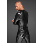 Power Wetlook Mens Jacket with Pleated PVC Epaulets > Clothes > Mens Latex