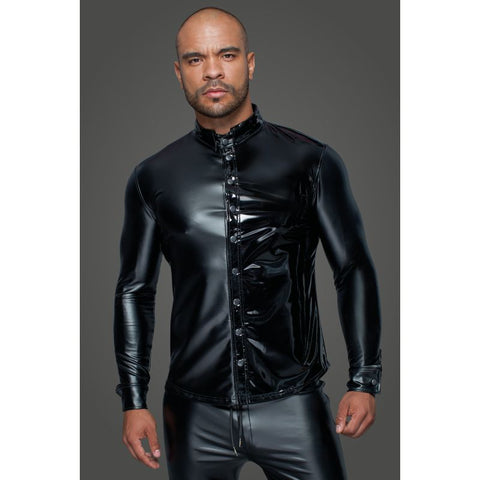 Powerwetlook PVC Long Sleeved Button Placket Shirt Mens Apparel