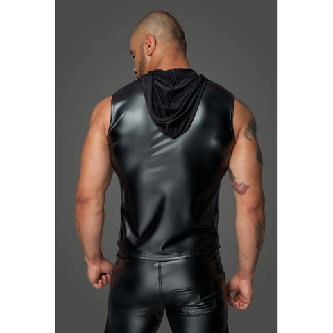 Powerwetlook Sleeveless Hooded Shirt with Two Way Zipper Lingerie