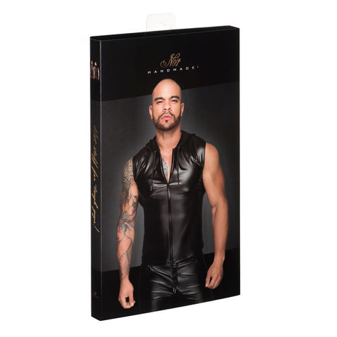 Powerwetlook Sleeveless Hooded Shirt with Two Way Zipper Lingerie