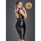 Power Wetlook Pencil Skirt with Long Zipper Black 3X > Clothes > Womens Latex