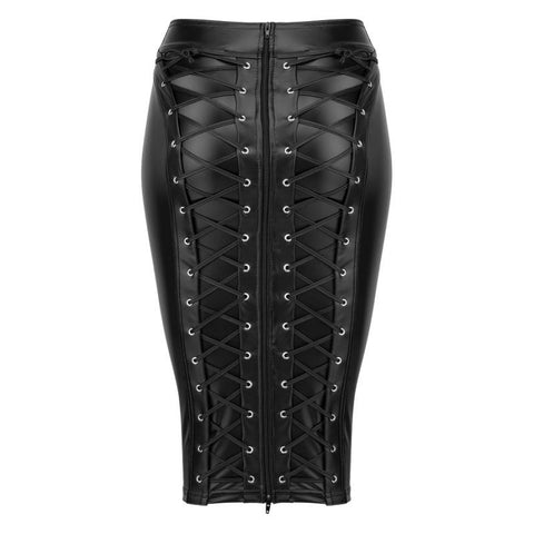 Power Wetlook Pencil Skirt with Long Zipper for Adult Fashion Womens Latex