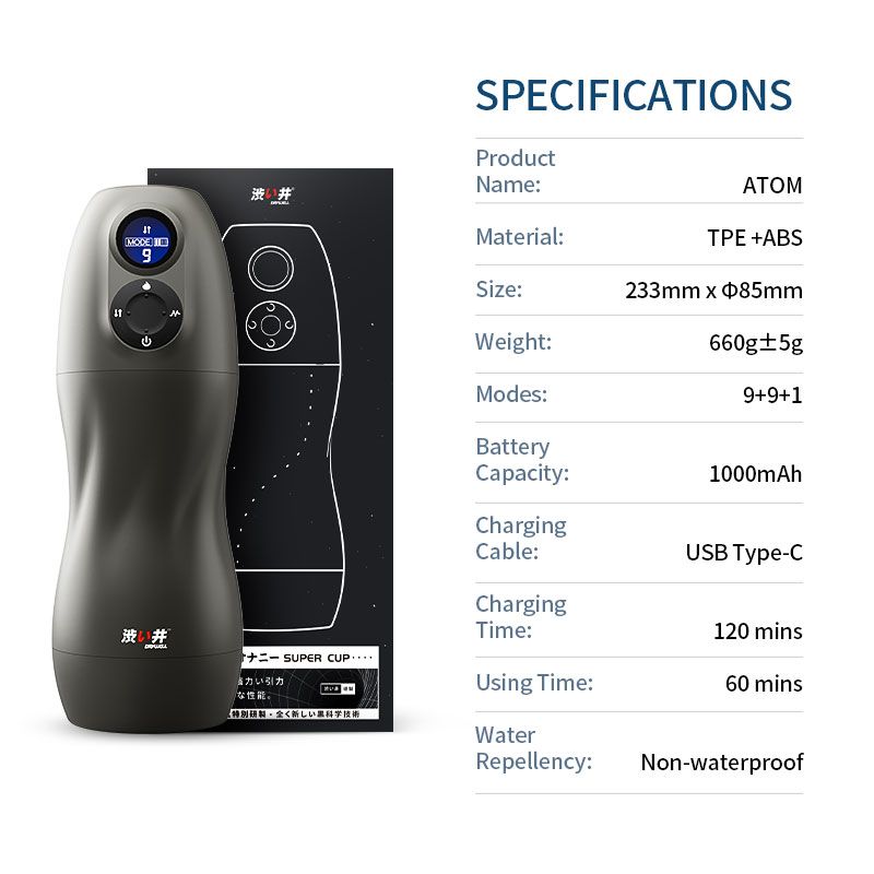 Atom Electronic Masturbator with Heating and Vibration Modes > Sex Toys For Men > Masturbators > Vibrating